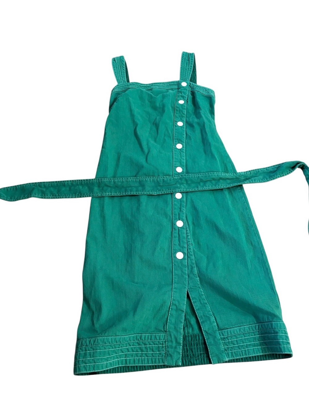 Anthropologie Green Button-Front Women’s Sundress with Belt
